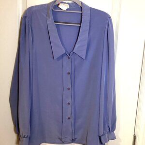 Raffie Women's Vintage Blouse Button Down Front Shirt Bishop Sleeve Size 38